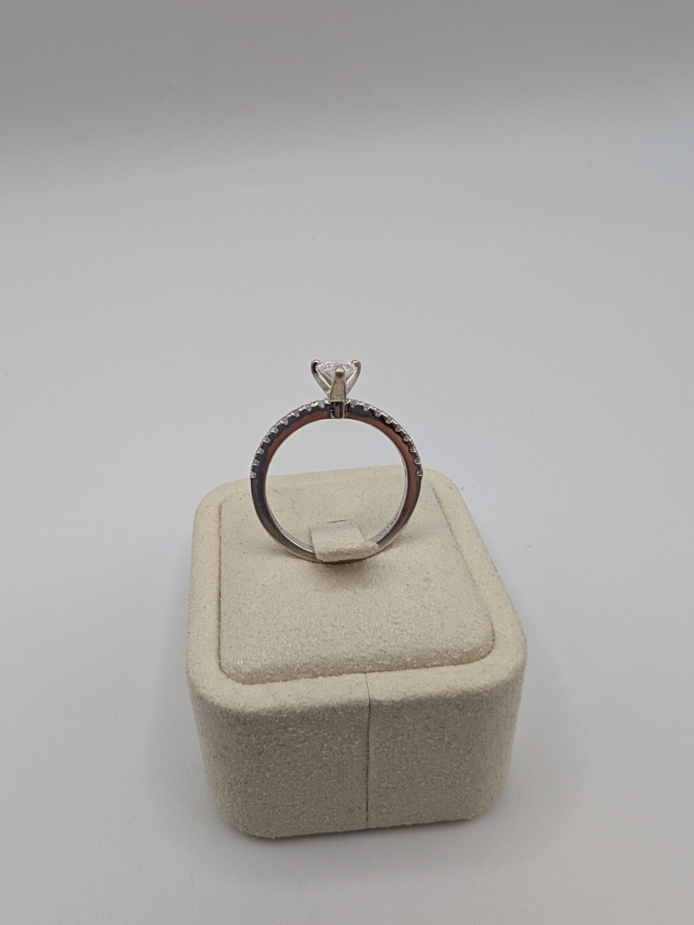 Diamonique Pear Cut 1 Carat CZ Ring Sterling Silver 925 Accent Band Size 7.5 - Picture 2 of 5
